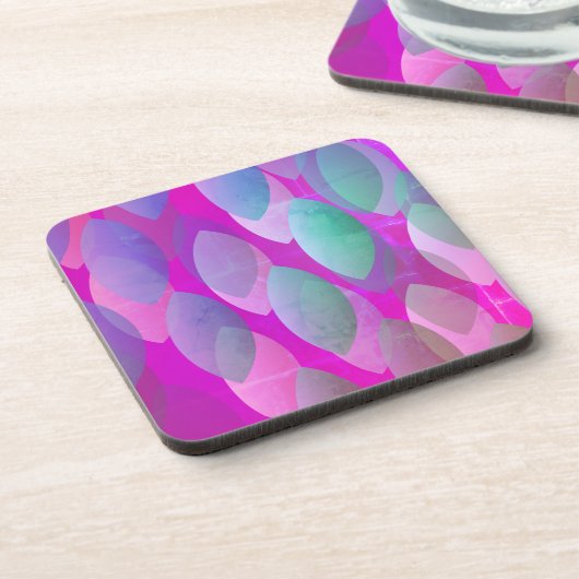 Modern Abstract Patroon | Magenta Paarse Roze Blau Bier Onderzetter (Linkerzijde)