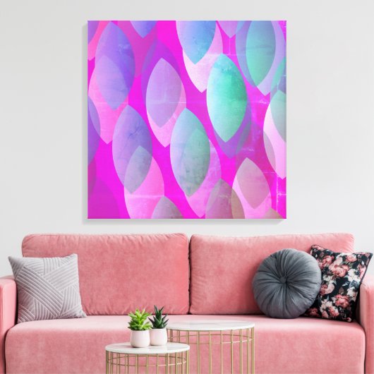 Modern Abstract Patroon | Magenta Paarse Roze Blau Canvas Afdruk (Insitu (Woonkamer))