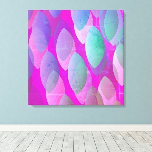 Modern Abstract Patroon | Magenta Paarse Roze Blau Canvas Afdruk (Insitu (Houten vloer))