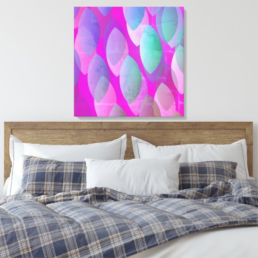 Modern Abstract Patroon | Magenta Paarse Roze Blau Canvas Afdruk (Insitu (Slaapkamer))