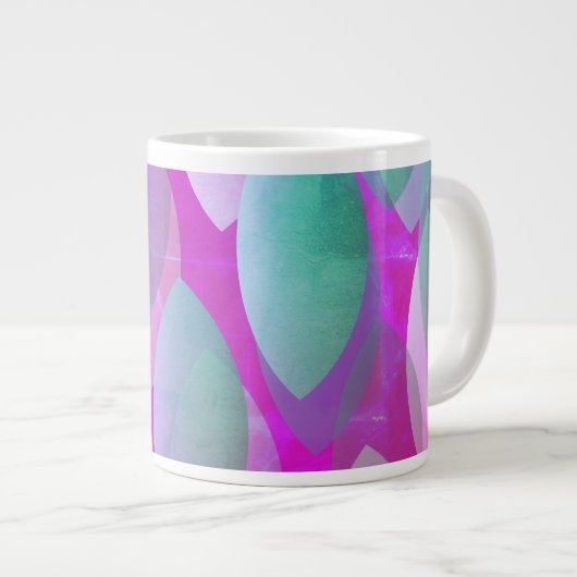 Modern Abstract Patroon | Magenta Paarse Roze Blau Grote Koffiekop (Voorkant rechts)