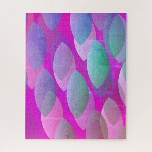 Modern Abstract Patroon | Magenta Paarse Roze Blau Legpuzzel (Verticaal)