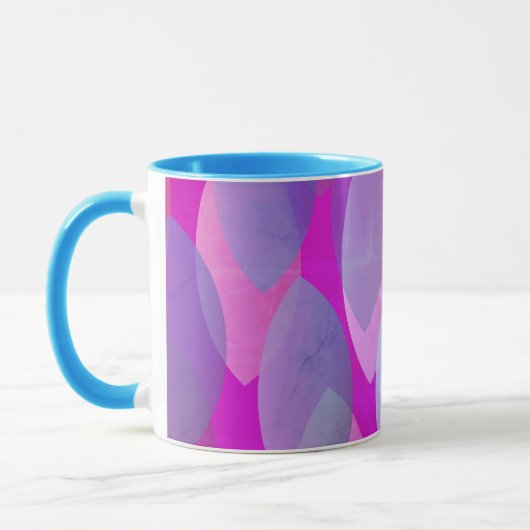 Modern Abstract Patroon | Magenta Paarse Roze Blau Mok (Links)