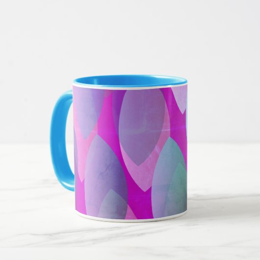 Modern Abstract Patroon | Magenta Paarse Roze Blau Mok (Voorkant links)