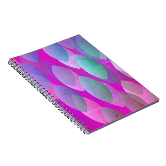 Modern Abstract Patroon | Magenta Paarse Roze Blau Notitieboek (Rechterzijde)