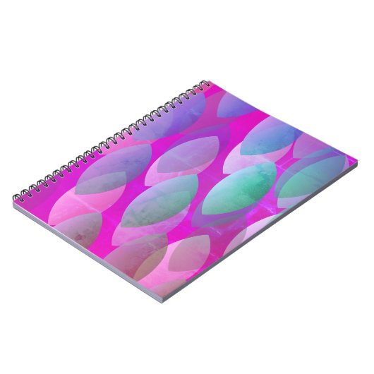 Modern Abstract Patroon | Magenta Paarse Roze Blau Notitieboek (Linkerzijde)