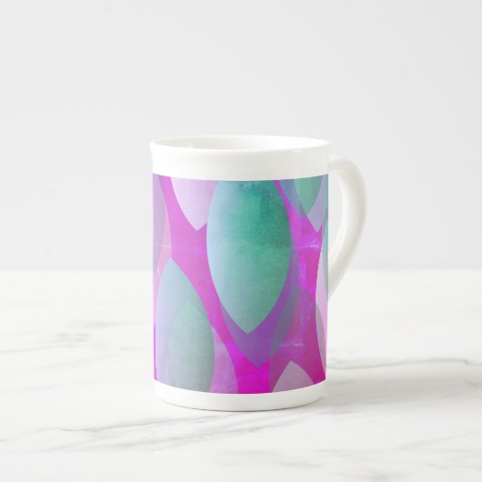 Modern Abstract Patroon | Magenta Paarse Roze Blau Porselein Kop (Voorkant rechts)