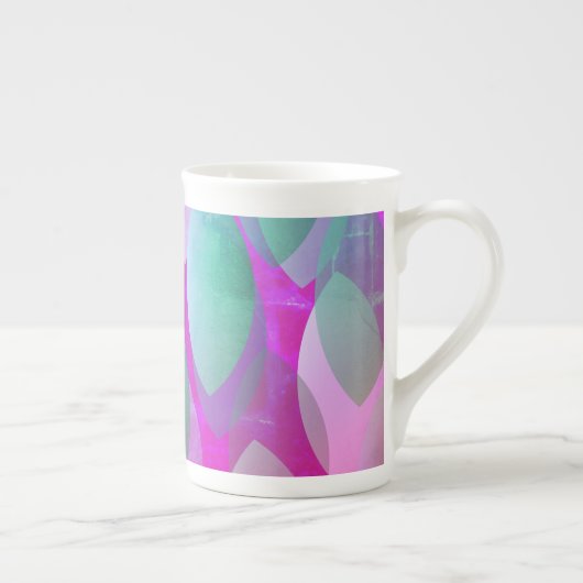 Modern Abstract Patroon | Magenta Paarse Roze Blau Porselein Kop (Rechts)