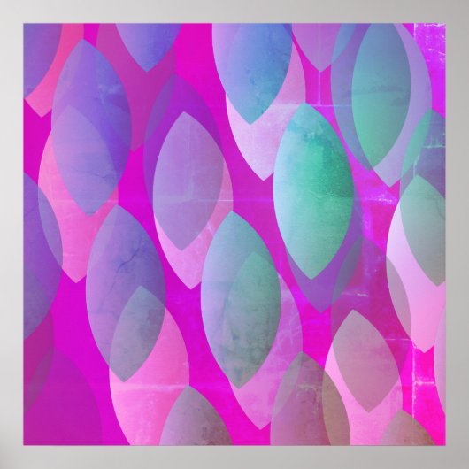 Modern Abstract Patroon | Magenta Paarse Roze Blau Poster (Voorkant)