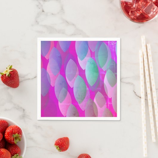 Modern Abstract Patroon | Magenta Paarse Roze Blau Servet (Insitu)