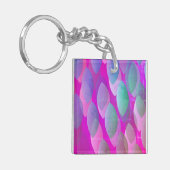 Modern Abstract Patroon | Magenta Paarse Roze Blau Sleutelhanger (Voorkant Links)