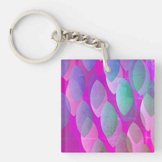 Modern Abstract Patroon | Magenta Paarse Roze Blau Sleutelhanger (Voorkant)