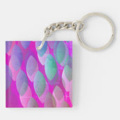 Modern Abstract Patroon | Magenta Paarse Roze Blau Sleutelhanger (Achterkant)