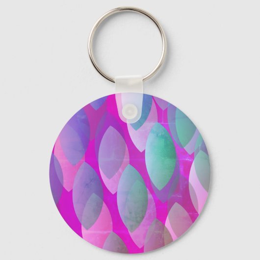 Modern Abstract Patroon | Magenta Paarse Roze Blau Sleutelhanger (Voorkant)