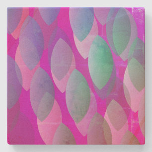 Modern Abstract Patroon   Magenta Paarse Roze Blau Stenen Onderzetter