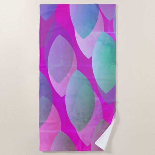 Modern Abstract Patroon | Magenta Paarse Roze Blau Strandlaken (Voorkant)