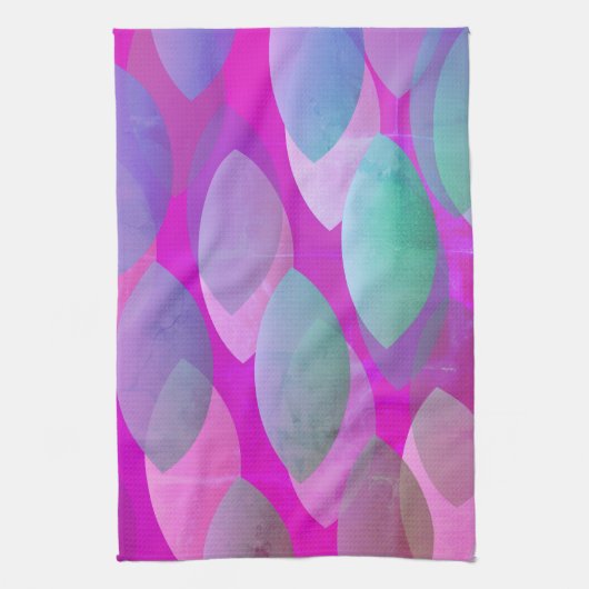 Modern Abstract Patroon | Magenta Paarse Roze Blau Theedoek (Verticaal)