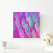 Modern Abstract Patroon | Magenta Paarse Roze Blau Vierkante Klok (Huis)
