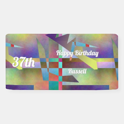 Modern Abstract Patroon Verjaardagsviering Spandoek (Horizontaal)