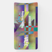 Modern Abstract Patroon Verjaardagsviering Spandoek (Verticaal)