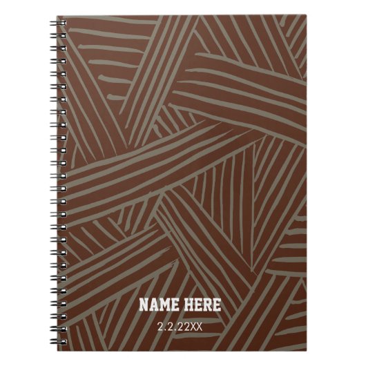 Modern Abstract Pattern script Custom Name Notitieboek (Voorkant)