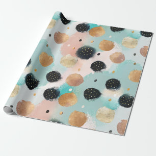 Modern Abstract penseelstreek & Polka Dot Pattern Cadeaupapier