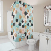 Modern Abstract penseelstreek & Polka Dot Pattern Douchegordijn (In situ)