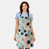 Modern Abstract penseelstreek & Polka Dot Pattern Schort (Gedragen)