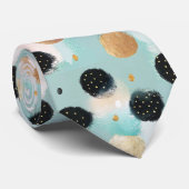 Modern Abstract penseelstreek & Polka Dot Pattern Stropdas (Opgerold)