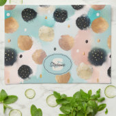 Modern Abstract penseelstreek & Polka Dot Pattern Theedoek (Gevouwen)