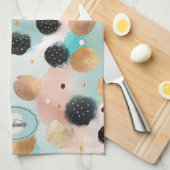 Modern Abstract penseelstreek & Polka Dot Pattern Theedoek (Quarter Fold)