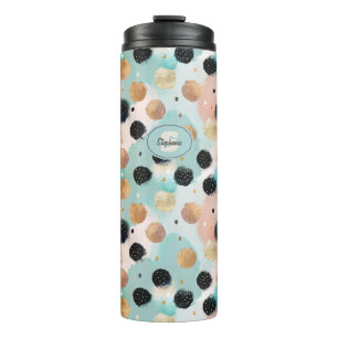 Modern Abstract penseelstreek & Polka Dot Pattern Thermosbeker