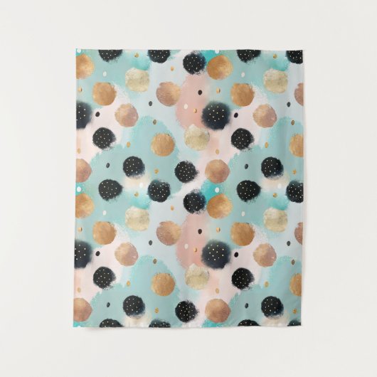 Modern Abstract penseelstreek & Polka Dot Pattern Wandkleed (Voorkant)