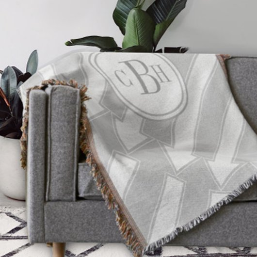 Modern Abstract Pijl Grijs Monogram Patroon Deken