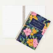 Modern Abstract Pink & Yellow Floral Pattern Notitieboek (Binnen)