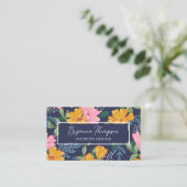 Modern Abstract Pink & Yellow Floral Pattern Visitekaartje (Staand voorkant)