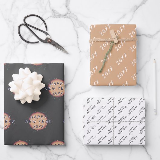 Modern Abstract Planet Happy Nieuwjaar 2023 Inpakpapier Vel (Voorkant)