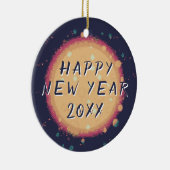 Modern Abstract Planet Happy Nieuwjaar 2023 Keramisch Ornament (Rechts)