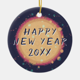 Modern Abstract Planet Happy Nieuwjaar 2023 Keramisch Ornament