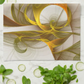 Modern Abstract Precious Metal Colors Fractal Theedoek (Gevouwen)