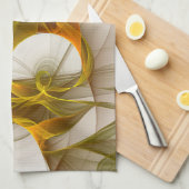 Modern Abstract Precious Metal Colors Fractal Theedoek (Quarter Fold)