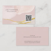 Modern abstract qr-codenetwerk, waterverf bus visitekaartje (Voorkant / Achterkant)