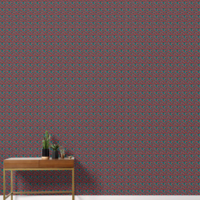 Modern Abstract Red Poppy Floral Pattern Behang (Hal)