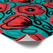 Modern Abstract Red Poppy Floral Pattern Poster (Hoek)