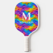 Modern Abstract Regenboog Custom Monogram Pickleball Paddle (Voorkant)
