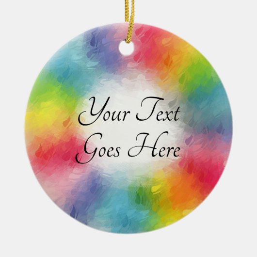Modern Abstract Regenboog Kleuren Sjabloon Script Keramisch Ornament (Voorkant)