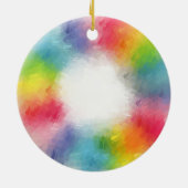 Modern Abstract Regenboog Kleuren Sjabloon Script Keramisch Ornament (Achterkant)
