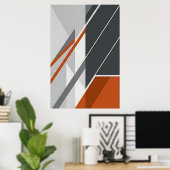 Modern Abstract Roest Oranje Grijs Poster (Thuiskantoor)