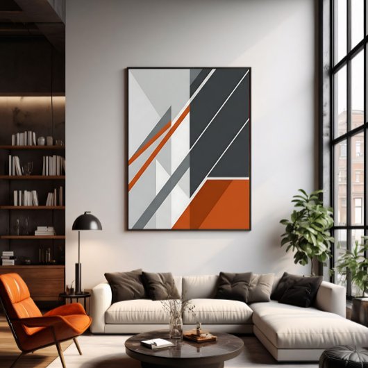 Modern Abstract Roest Oranje Grijs Poster