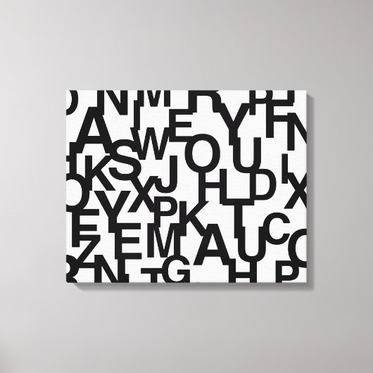 Modern, abstract, rommelig patroon met letters canvas afdruk (Voorkant)